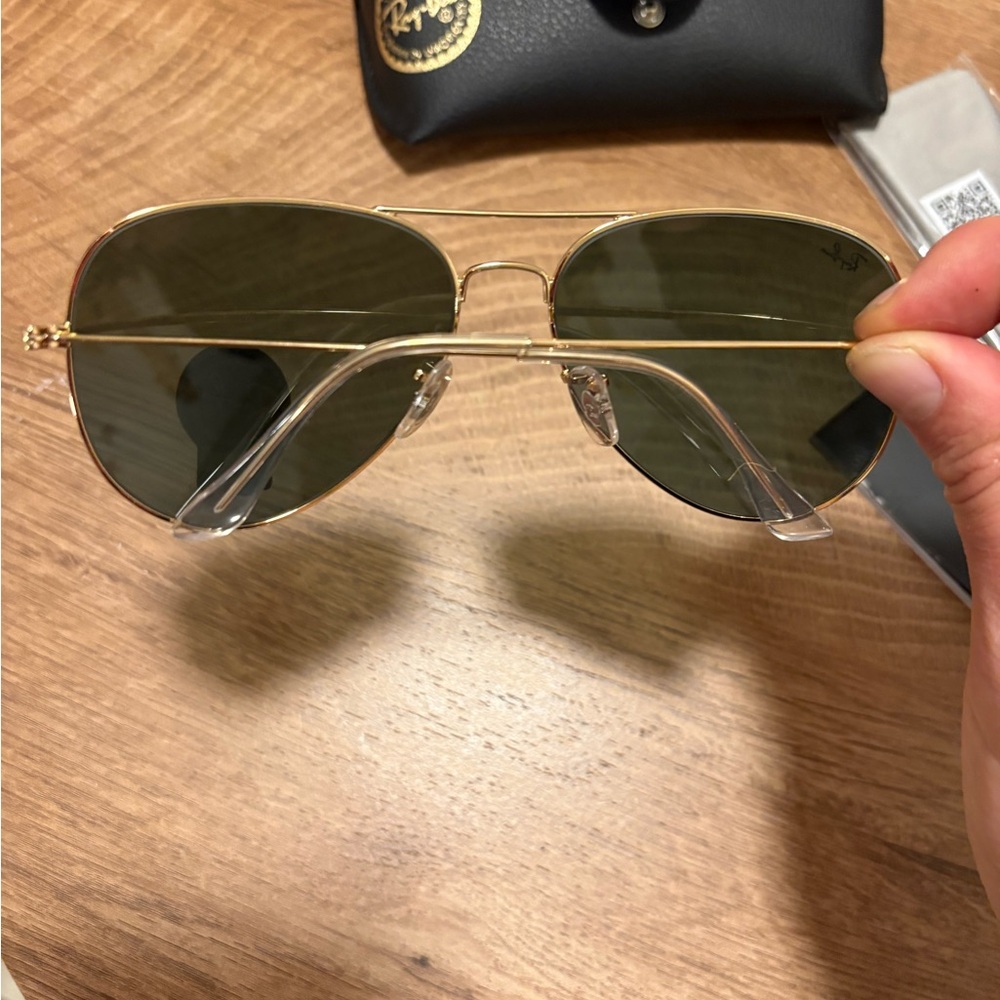 Ray-Ban Gold Frame Sunglasses with Black Lenses - Picture 3 of 5